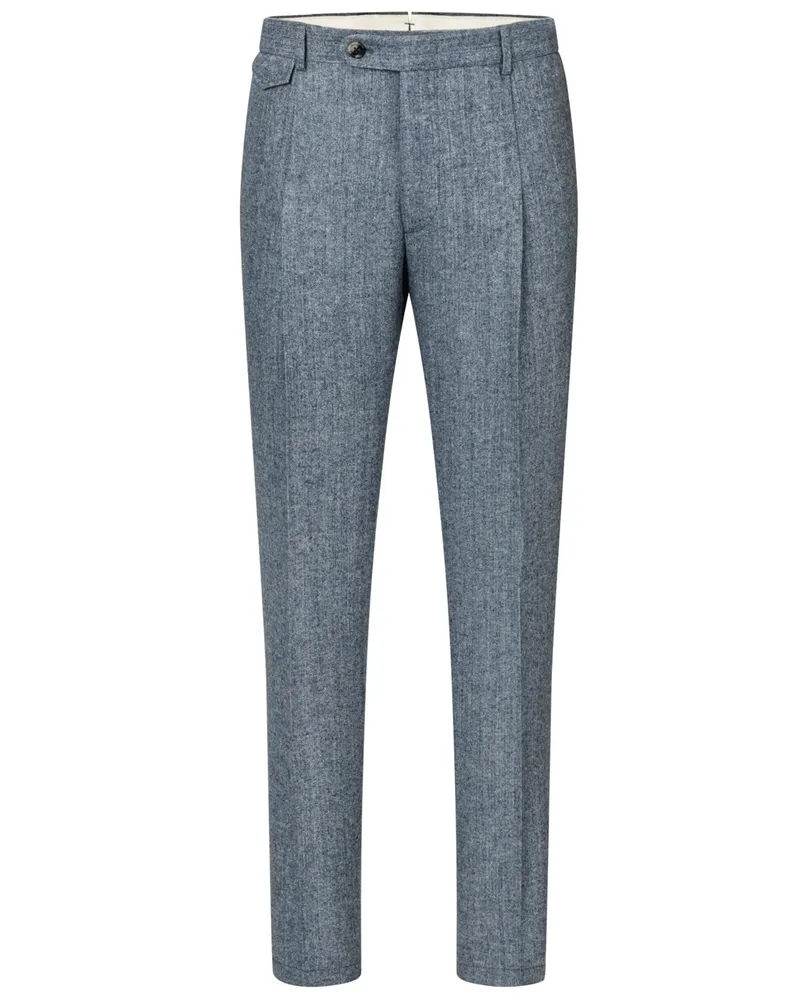 windsor. Flanell-Anzughose mit Kaschmir und Bundfalte, Shaped Fit in Mittelblau