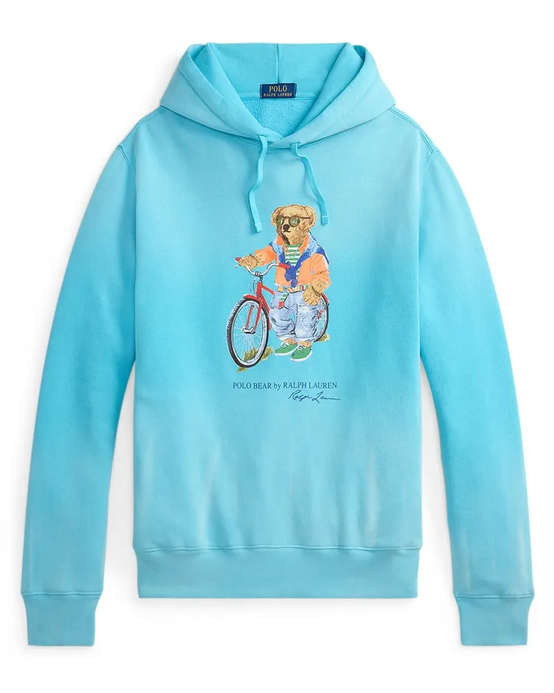 Ralph Lauren Softer Hoodie mit Bike Polo Bear-Print in Hellblau