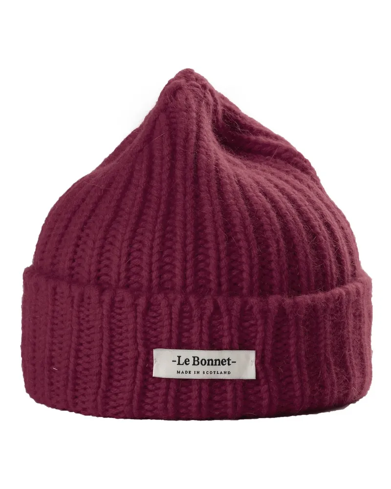 Le Bonnet Grobstrick Mütze aus Lammwolle und Angora in Bordeaux