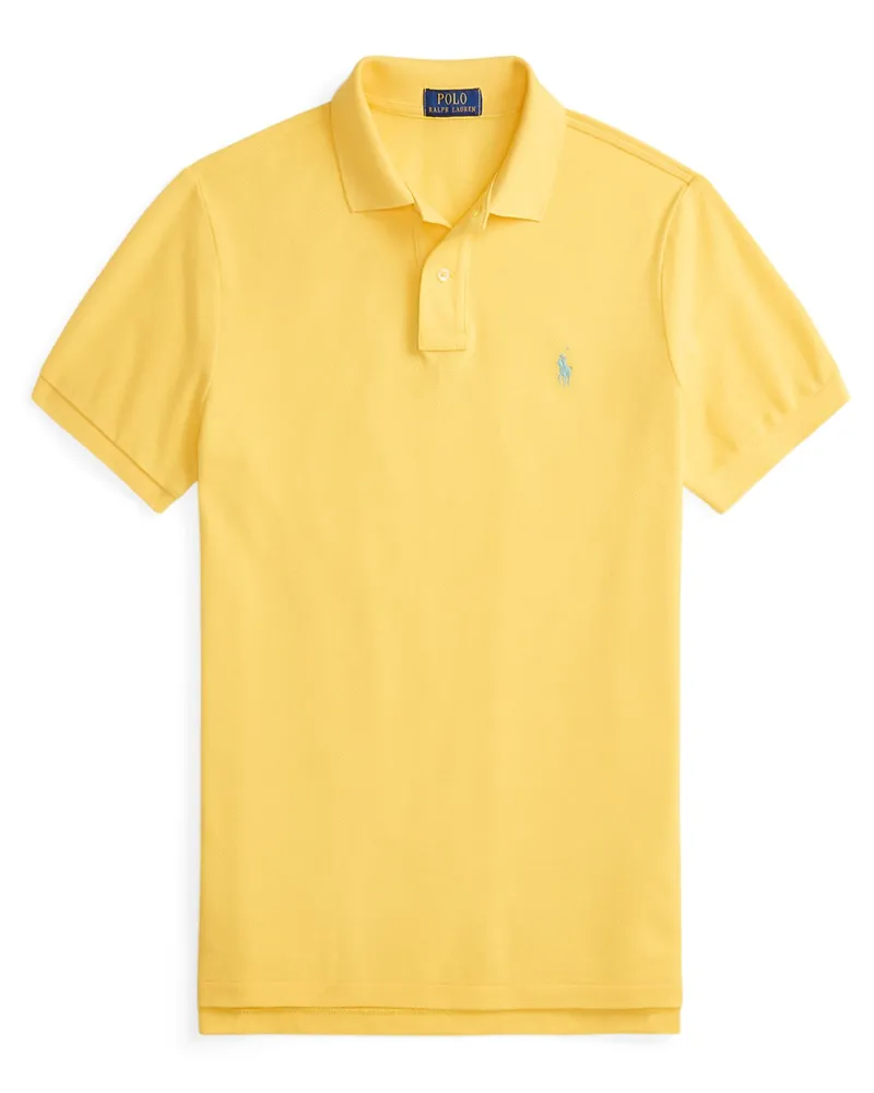 Ralph Lauren Piqué-Poloshirt aus Baumwolle mit Logo-Stickerei, Slim Fit in Gelb