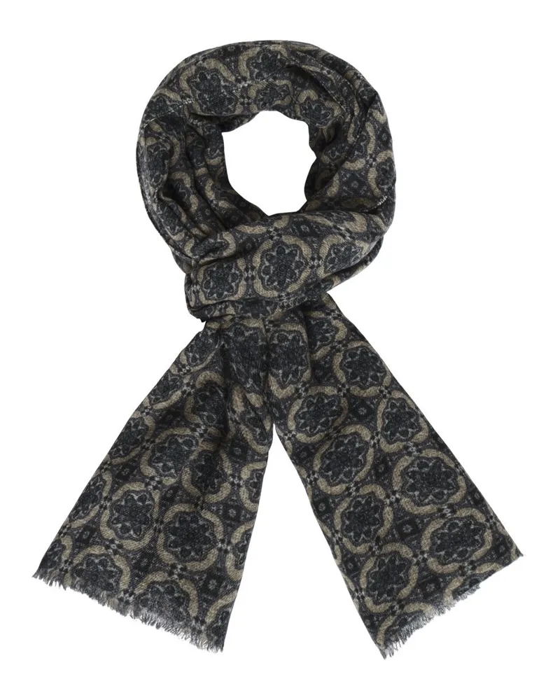DANTE Leichter Wollschal mit Ornamentmuster in Marine