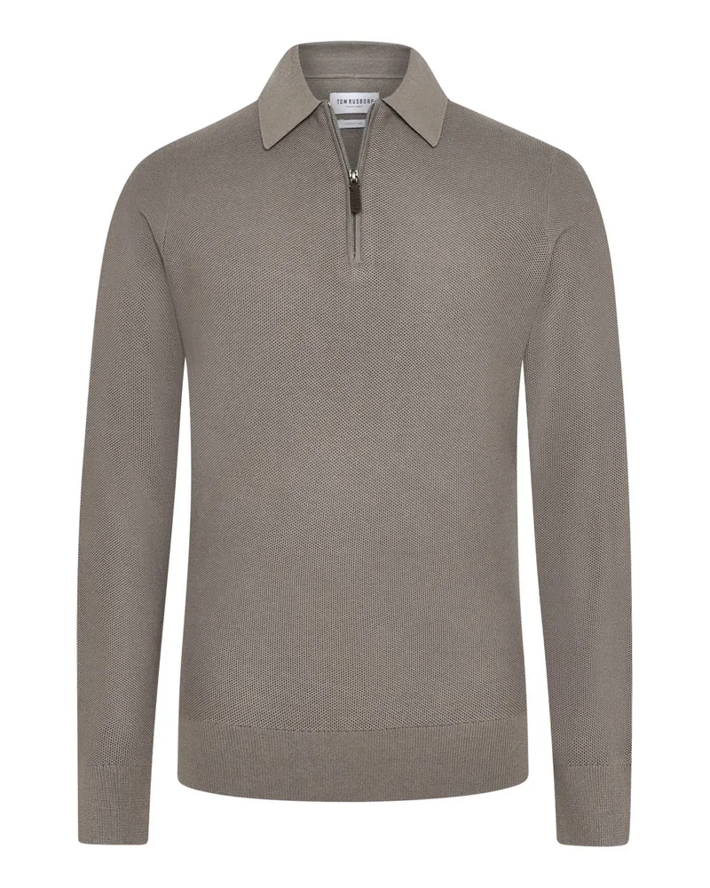 Tom Rusborg Troyer mit Umlegekragen und Seidenanteil in Braun