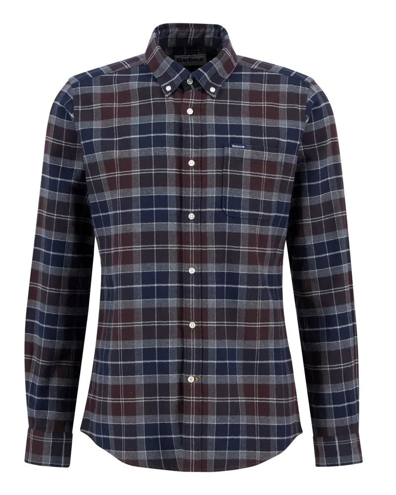Barbour Softes Flanellhemd mit Tartan-Muster, Tailored Fit in Marine