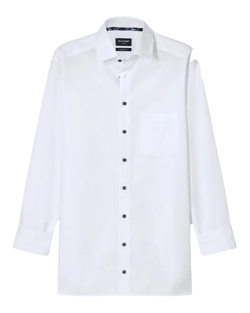 Olymp Luxor, Modern Fit, Bügelfreies Hemd aus Baumwolle in Weiß