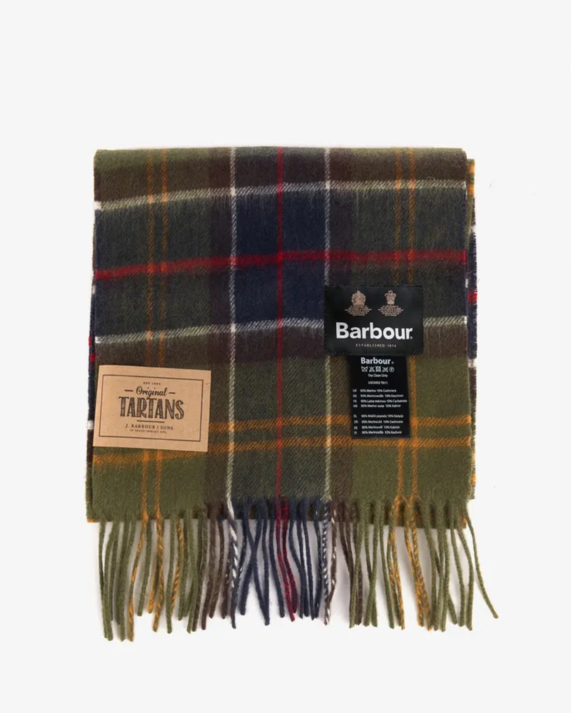 Barbour Schal aus Merinowolle und Kaschmir mit Glencheck-Muster in Grün