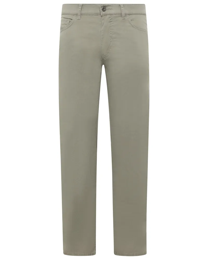 Brax 5-Pocket Hose Cadiz mit Stretch und feinem Muster, Straight Fit in Grün
