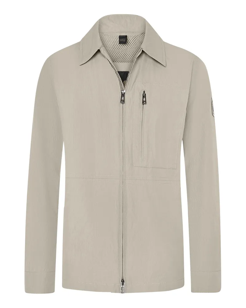 Belstaff Overshirt mit Zip und Logo-Patch am linken Arm in Beige