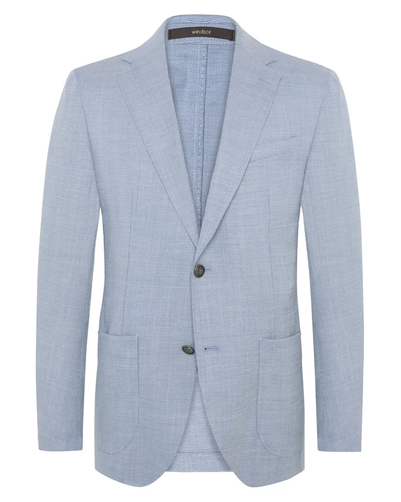 windsor. Strukturiertes Einreiher-Sakko aus einem Wollmix in Hellblau