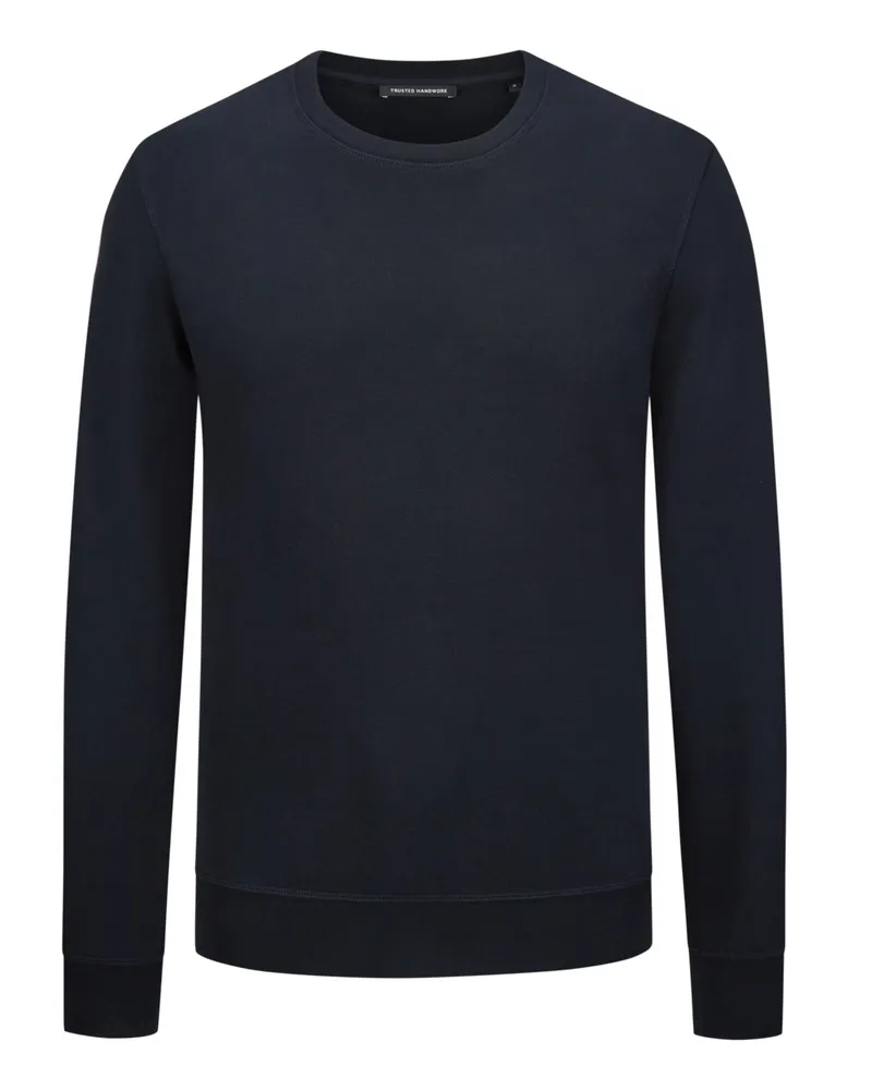 Trusted Handwork Unifarbenes Sweatshirt aus Superior Pima Cotton Marine