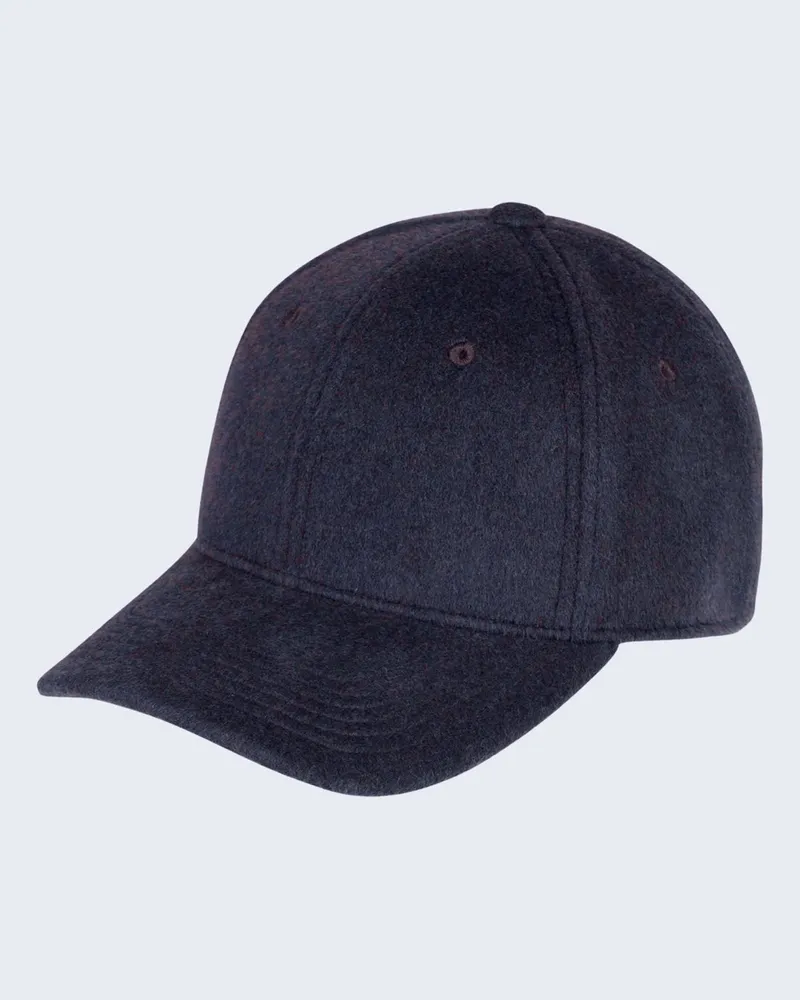 Profuomo Flanell-Cap aus Wolle mit Label-Aufnäher in Marine