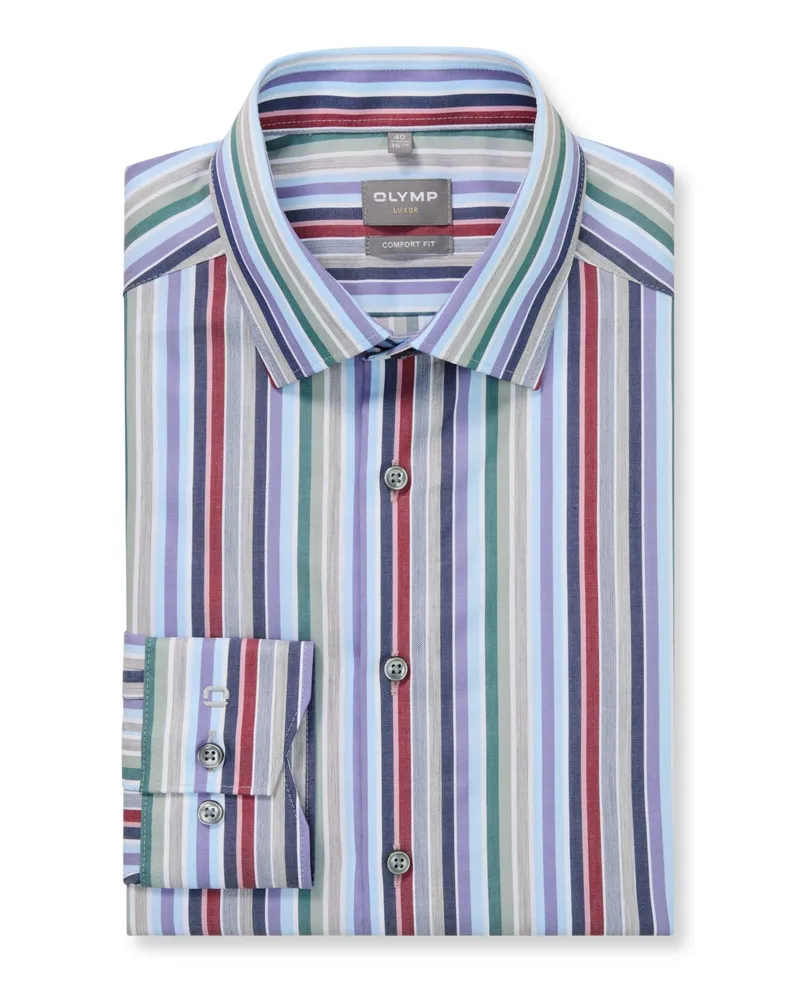 Olymp Luxor, Comfort Fit, Hemd mit buntem Streifenmuster in Multicolor