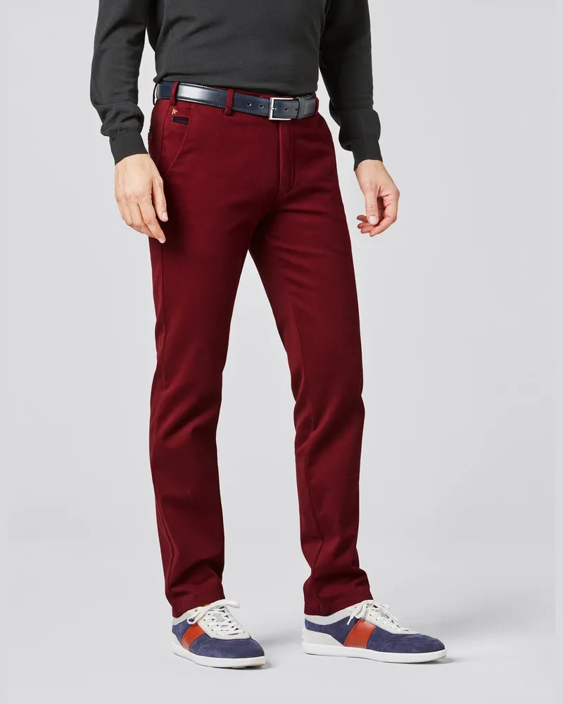 Meyer Hosen Cordhose Bonn aus Bio-Baumwolle mit Stretch, Modern Fit in Bordeaux