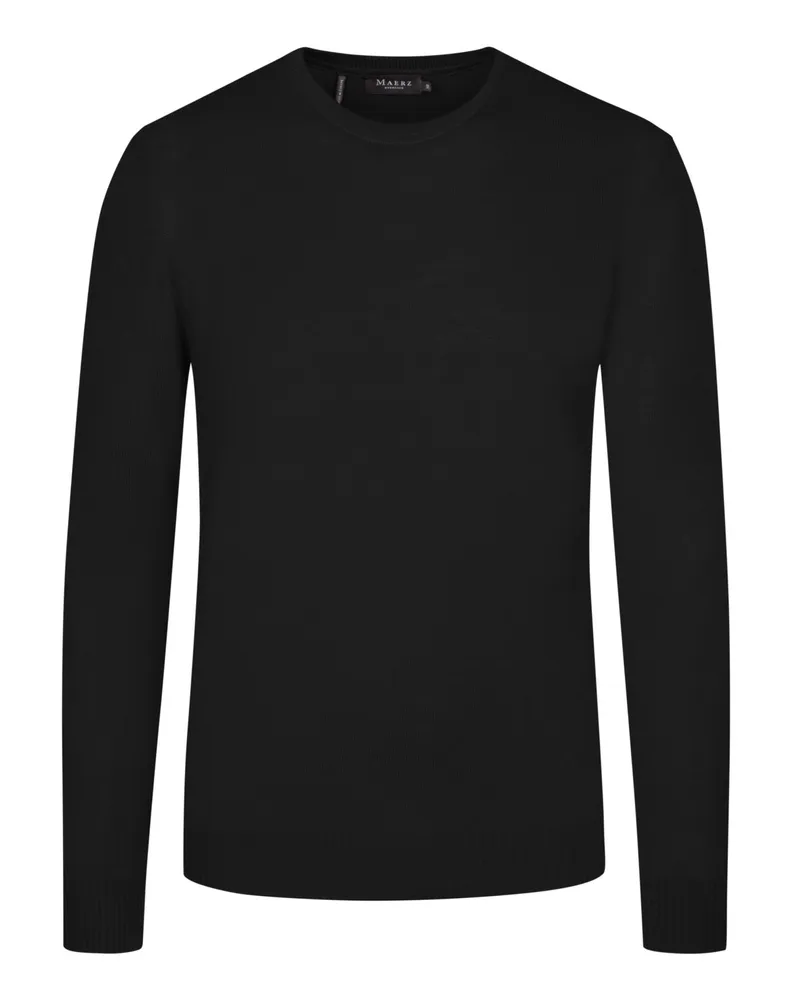 Maerz Pullover aus Merinowolle mit Rundhalsausschnitt in Schwarz