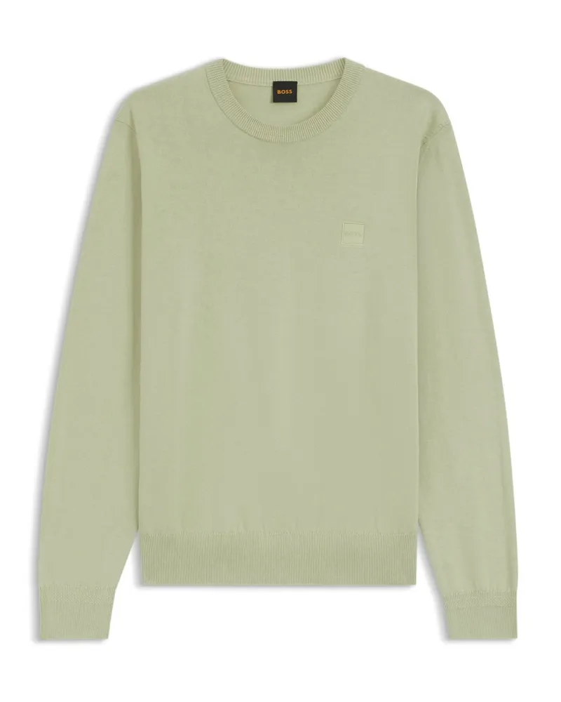 HUGO BOSS Leichter Pullover mit Kaschmiranteil und Rundhalsausschnitt in Schilf