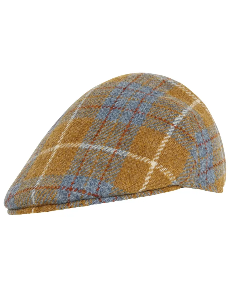 Wellington of Bilmore Gefütterte Schiebermütze aus Harris Tweed mit Tartanmuster in Gelb