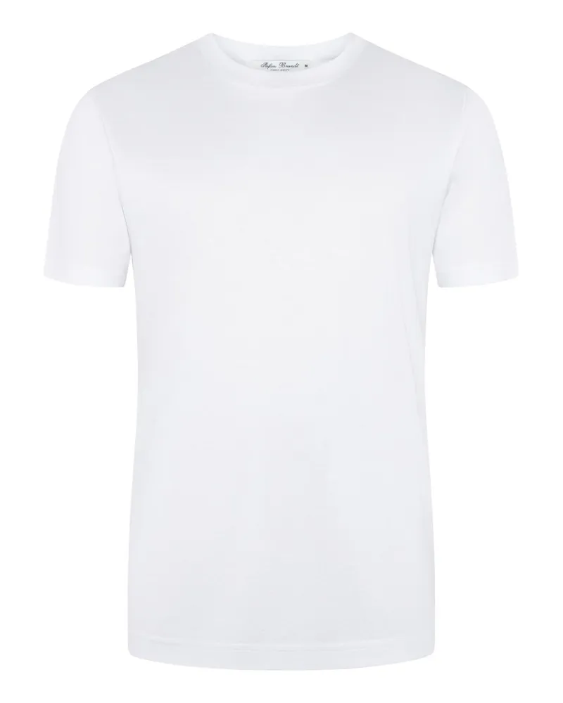 Stefan Brandt Jersey-T-Shirt mit Rundhalsausschnitt in Weiß
