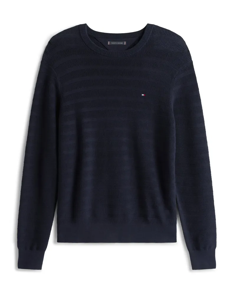 Tommy Hilfiger Pullover aus Baumwolle mit Strukturstreifen in Marine