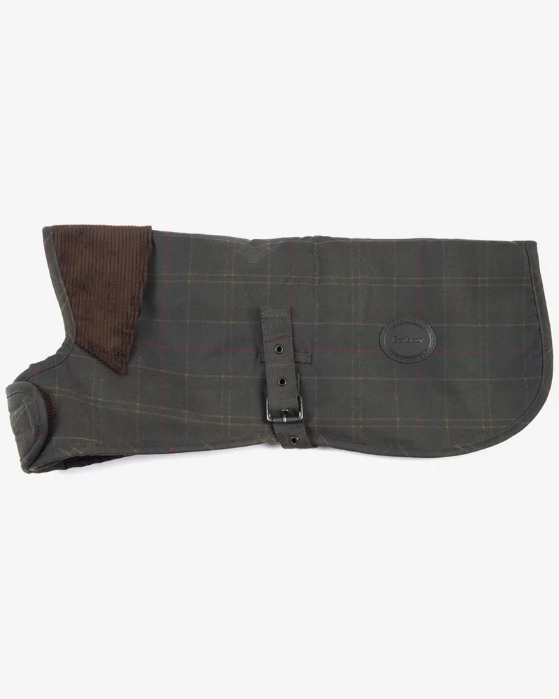 Barbour Hundemantel aus gewachster Baumwolle mit Cord-Kragen in Oliv
