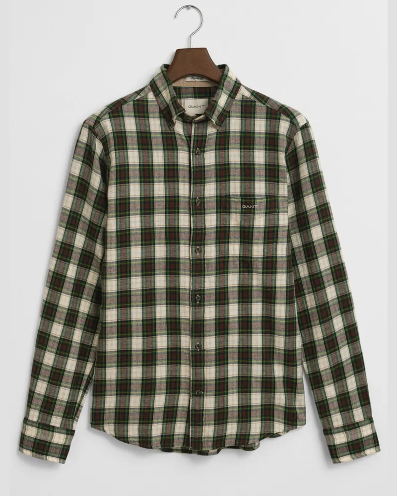 Gant Softes Flanellhemd mit Karomuster, Regular Fit in Grün