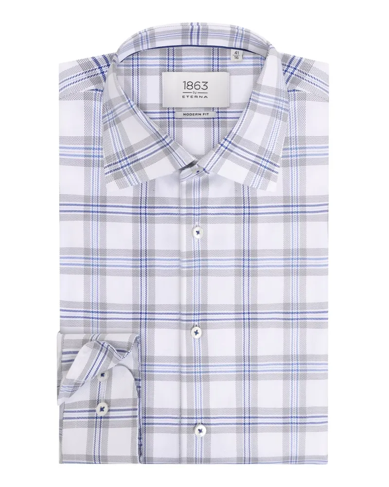 Eterna Casual-Hemd mit Karomuster und Kentkragen, Modern Fit in Hellblau
