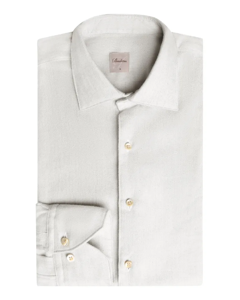 Stenströms Softes Flanellhemd aus Twofold Super Cotton, Slimline in Hellgrau