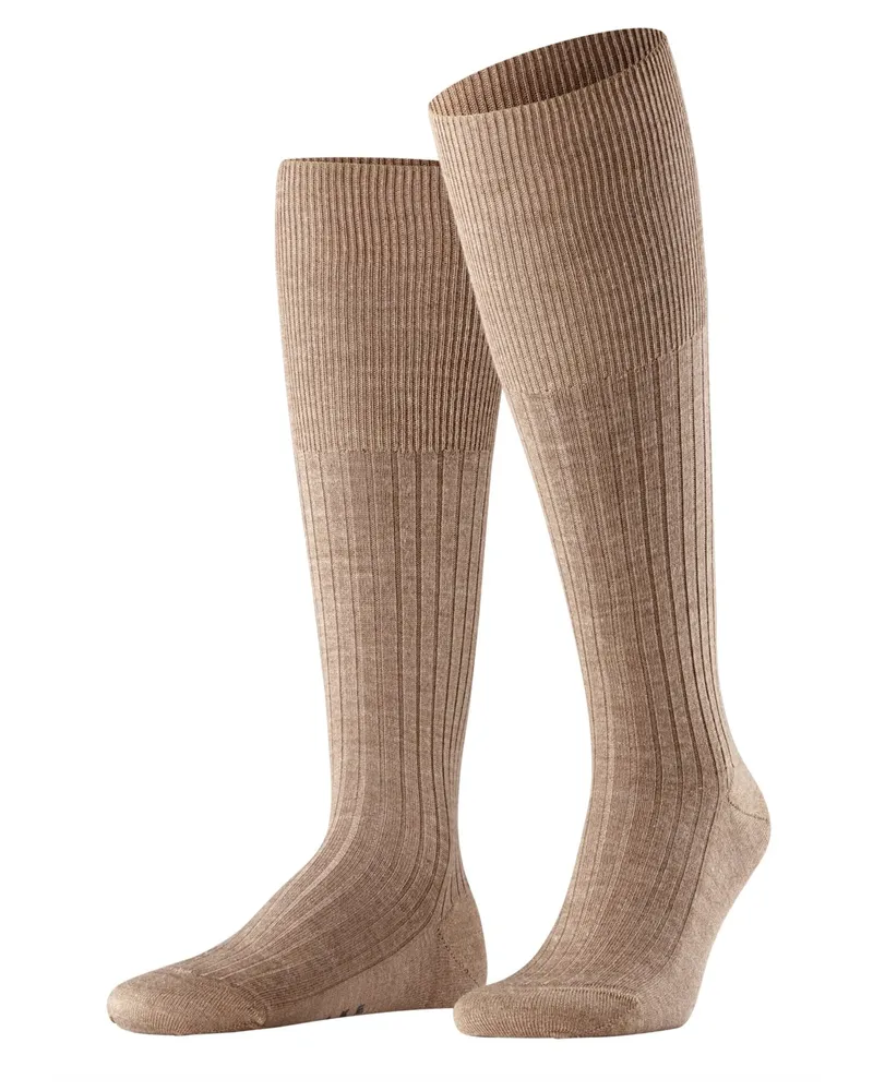 Falke Kniestrümpfe Bristol mit Merinowolle in Rippstruktur in Beige