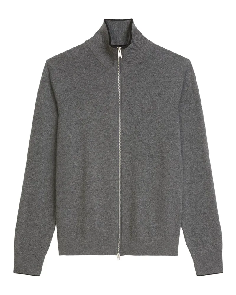 Marc O'Polo Leichte Strickjacke mit Zip mit weicher Lammwolle in Grau