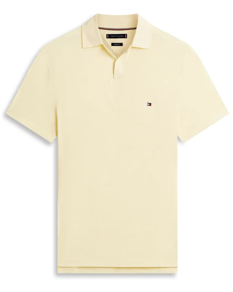 Tommy Hilfiger Meliertes Piqué-Poloshirt mit Variokragen, Regular Fit in Gelb