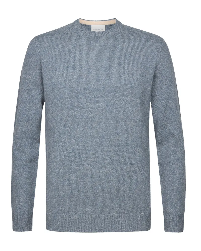 Profuomo Gestrickter Pullover aus zweifarbigen Garn in Hellblau