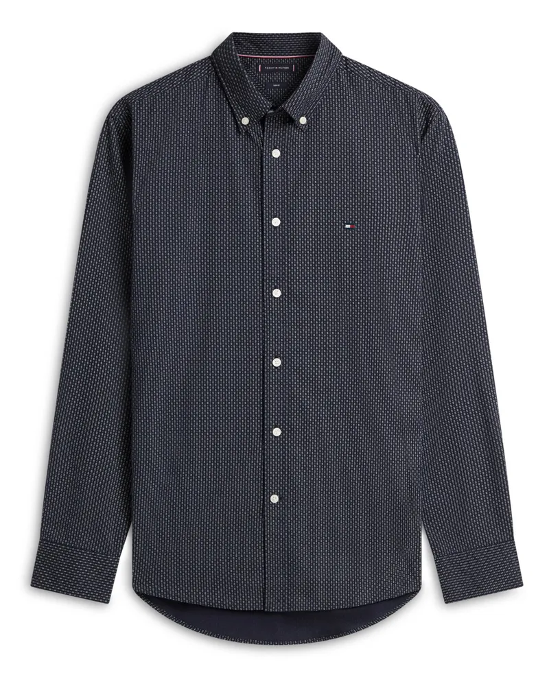 Tommy Hilfiger Baumwollhemd in Popeline-Qualität mit Print, Slim Fit in Marine