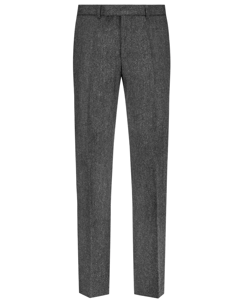 Wellington of Bilmore Harris Tweed Hose aus Schurwolle mit Fischgrätmuster, Regular Fit in Anthrazit