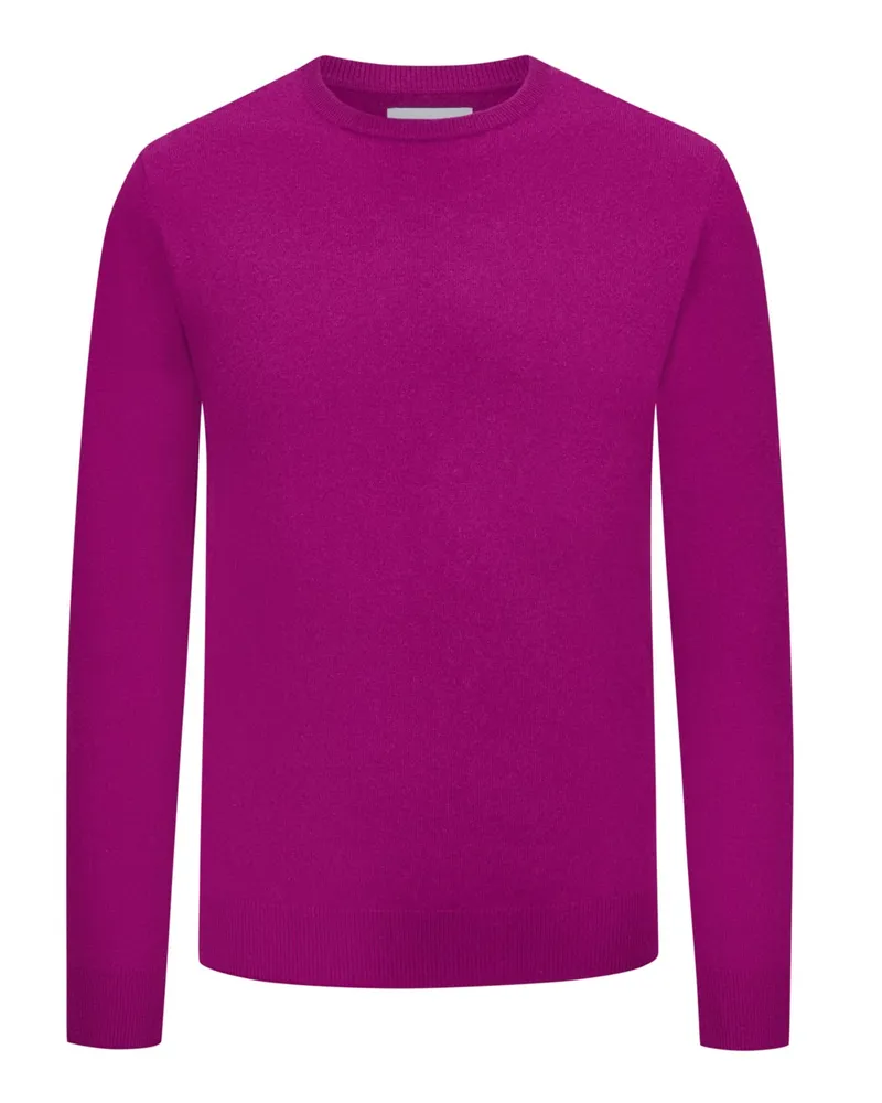 Tom Rusborg Leichter Kaschmirpullover mit Rundhalsausschnitt in Berry
