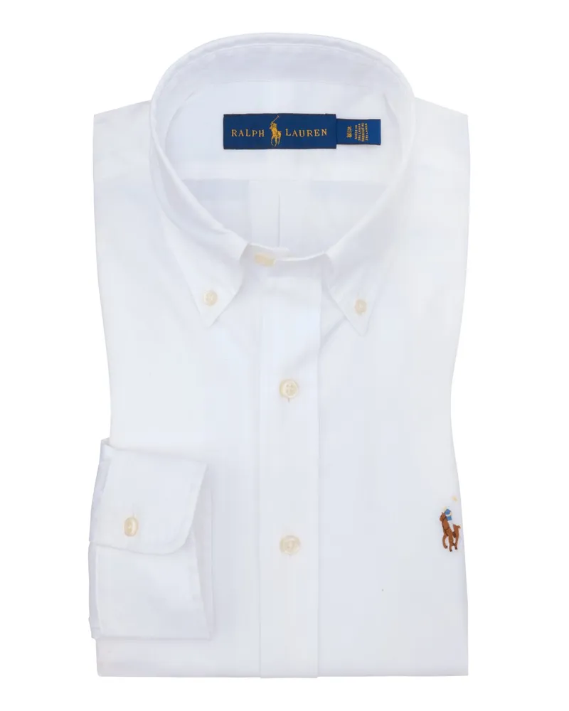 Ralph Lauren Oxford Hemd aus Baumwolle, Custom Fit in Weiß