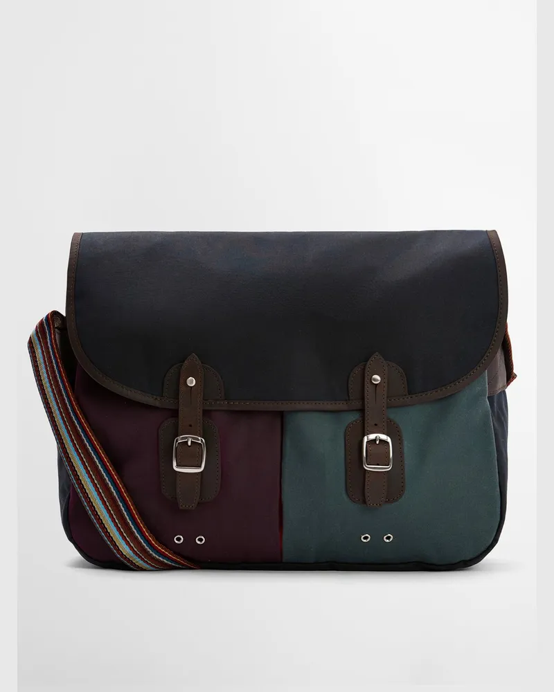 Barbour Umhängetasche aus gewachster Baumwolle, Barbour x Paul Smith in Marine