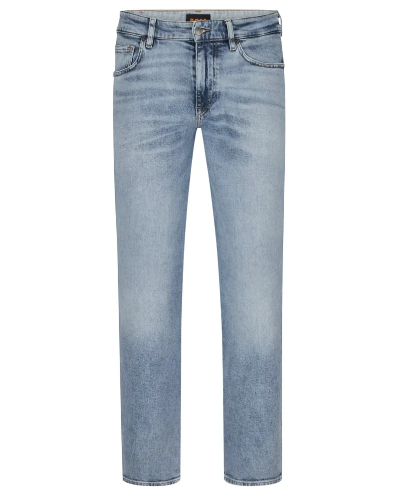 HUGO BOSS Bleached-Jeans Troy Cropped, Regular Taper in Blau