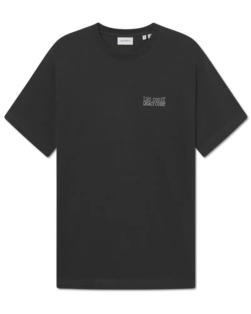 LES DEUX Dichtes T-Shirt mit Logo-Schriftzug und rückenseitigem Motiv-Print in Schwarz