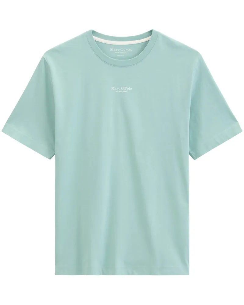 Marc O'Polo T-Shirt aus Bio-Baumwolle mit Label-Print, Regular Fit in Blau