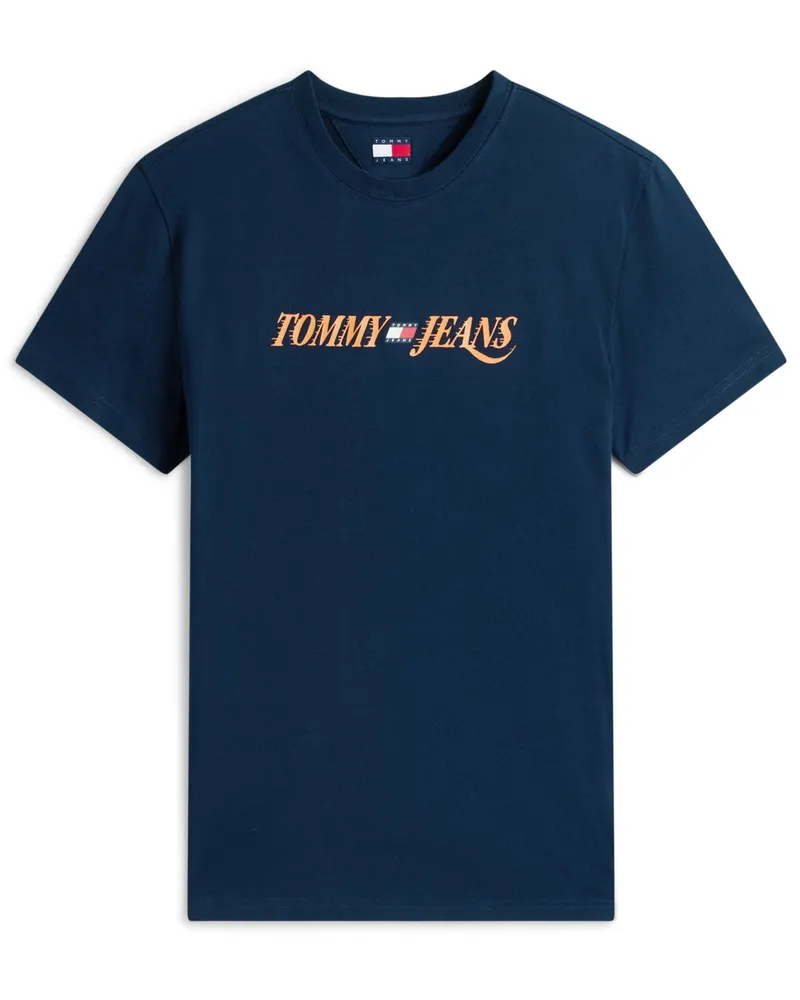 Tommy Hilfiger T-Shirt aus Baumwolle mit Label-Print, Regular Fit in Marine