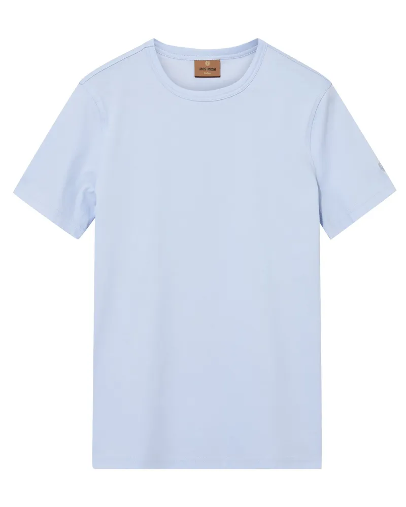 Mos Mosh Glattes Jersey-T-Shirt in Hellblau