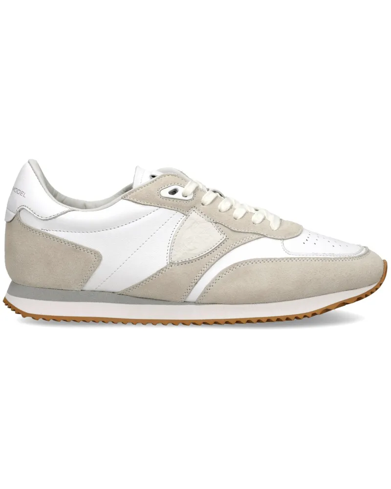 Philippe Model Low Runner Sneaker mit Mesh und Veloursleder in Offwhite