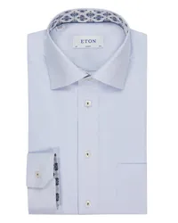 Eton Hemd mit Stretchanteil, feiner Struktur und Ausputz, Classic Fit Hellblau