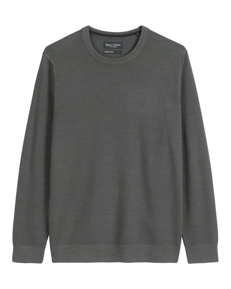 Marc O'Polo Pullover aus Baumwollstrick mit Reiskorn-Struktur in Anthrazit