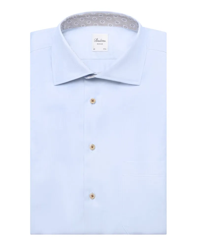 Stenströms Unifarbenes Kurzarmhemd aus Twofold Super Cotton, Regular in Hellblau
