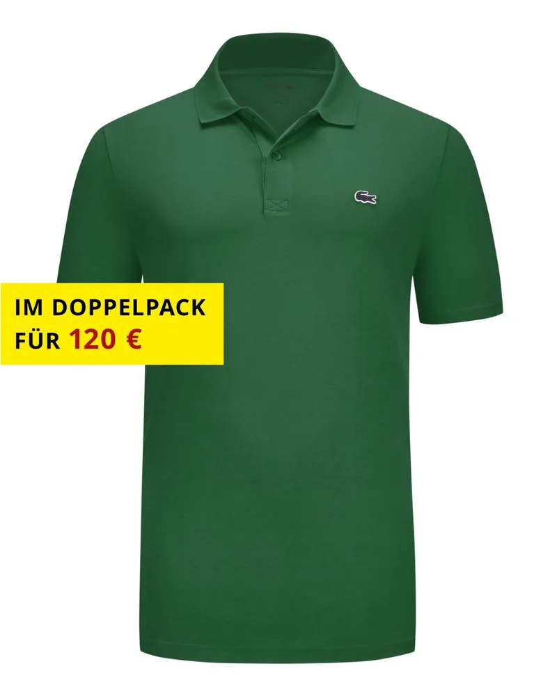 Lacoste Stretch-Poloshirt Waffelpique DH5522 mit Krokodil-Stickerei in Grün