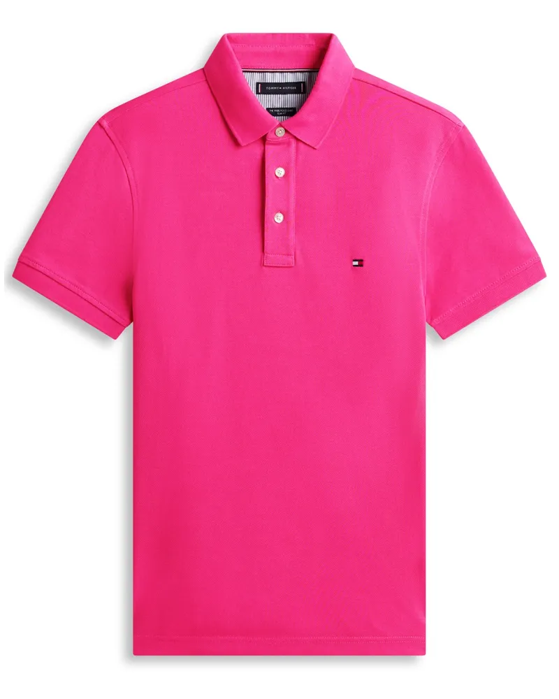 Tommy Hilfiger Piqué-Poloshirt 1985 mit Stretch und Logo-Stickerei, Slim Fit in Pink