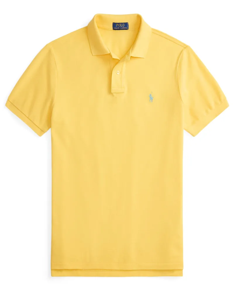 Ralph Lauren Piqué-Poloshirt mit Logo-Stickerei, Custom Slim Fit in Gelb