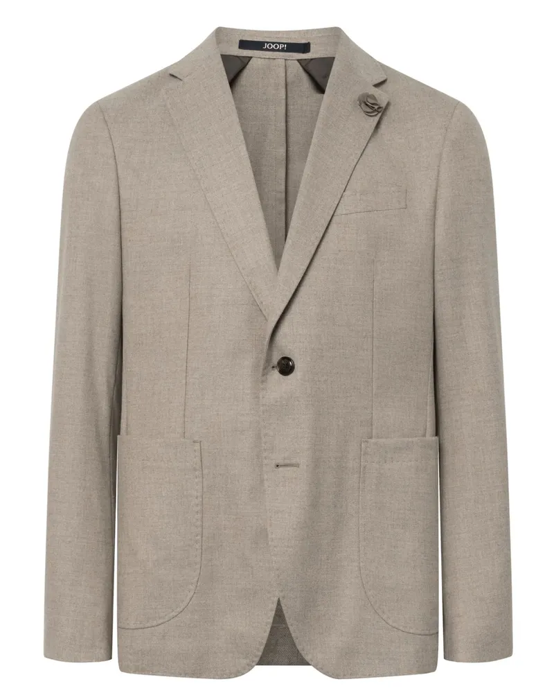 JOOP! Teilgefüttertes Flanell-Sakko mit Stretchanteil, Slim Fit in Beige
