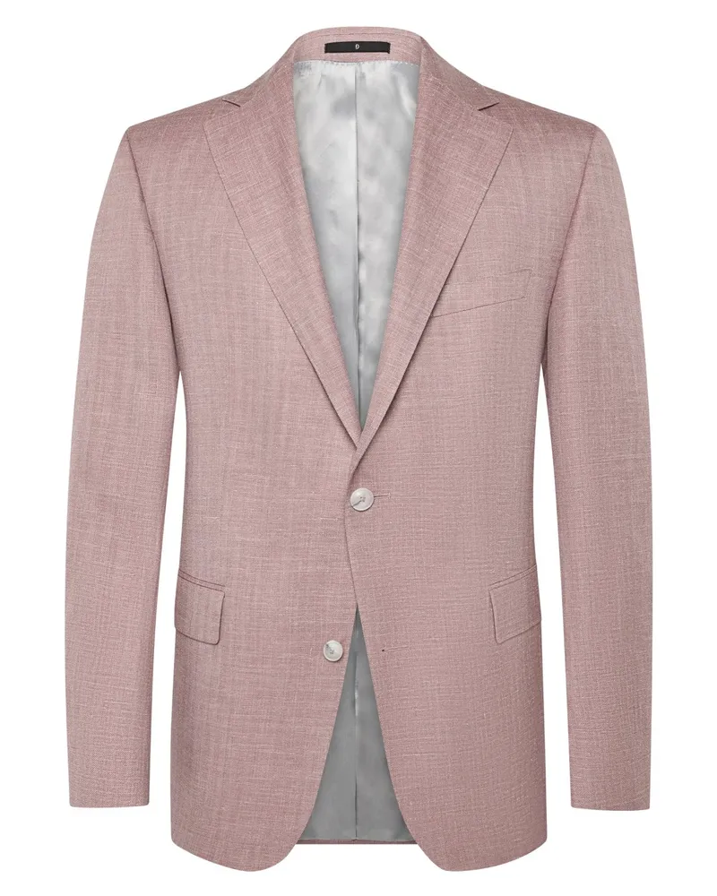 Dressler Sakko aus einem Wolle-Seide-Leinen-Mix mit Fischgrät-Muster, Relaxed Fit in Rosenrot