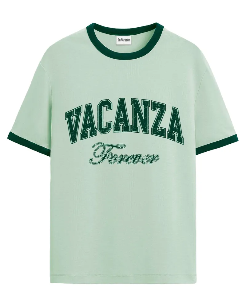 On Vacation T-Shirt aus Bio-Baumwolle mit verkürzter Schnittform in Grün