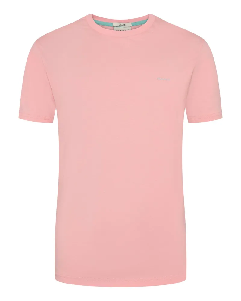 Gant Baumwoll-T-Shirt mit Logostickerei in Rosenrot